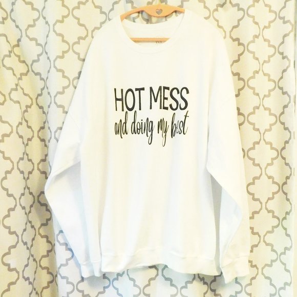 Crafty & Co Shop Tops - Crafty & Co. Shop White Graphic Sweatshirt - XXXL